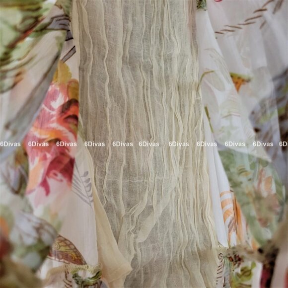 Fifteen Yard Skirt in Cream Beige with butterfly and bird motif - Picture 9 of 11